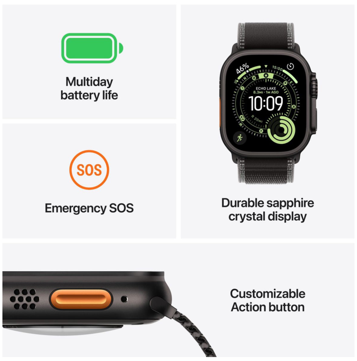 Apple Watch Ultra 3 GPS+Cell 49mm Nat Tit Case, Blue/Bright Blue Trail Loop