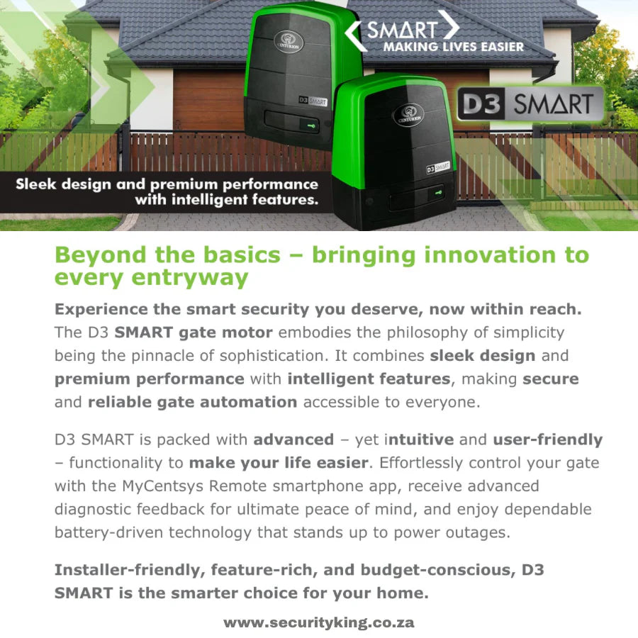 Centurion D3 Smart Gate Motor Kit incl Anti-Theft Bracket