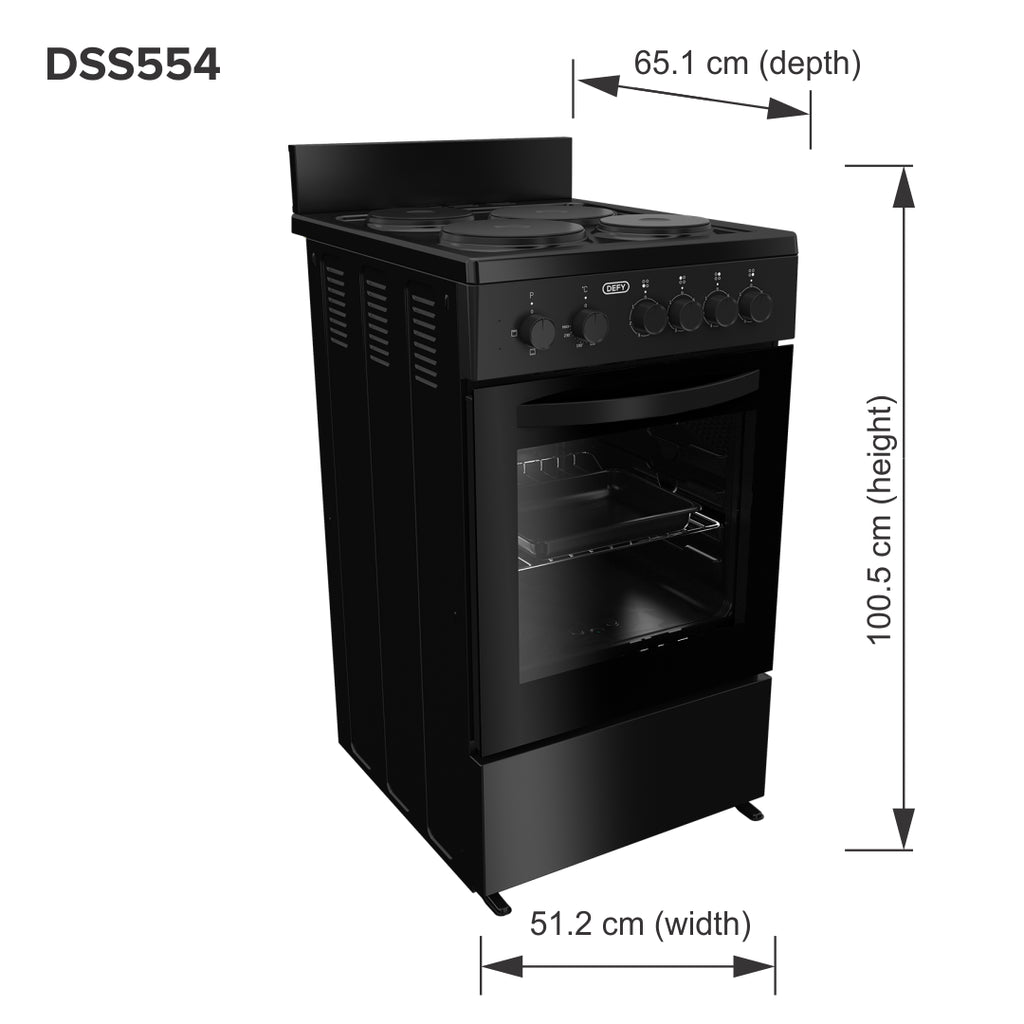 Defy DSS554 Compact 50cm 4 Plate Stove Black